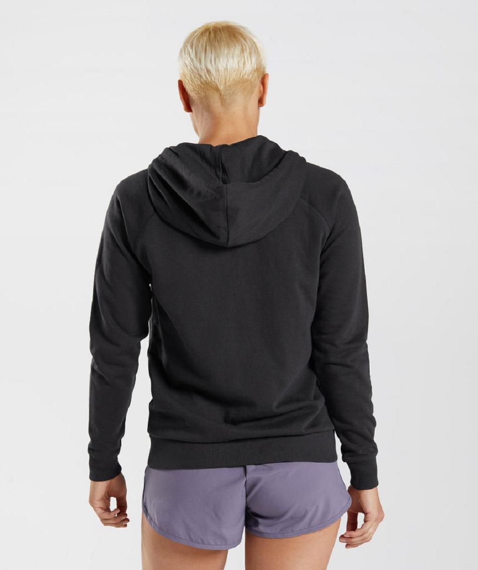 Bluzy Z Kapturem Damskie Gymshark Treningowe Zip Czarne | PL 2750VRW